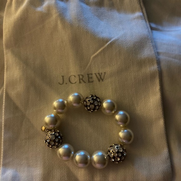 J. Crew White Pearl and Silver Crystal Bracelet - Picture 2 of 3